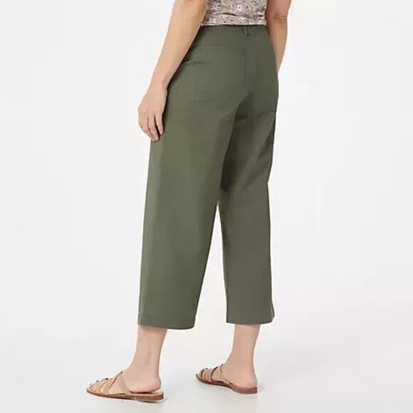 Denim & Co. Women's Easywear Twill Wide-Leg Crop Pants Size 8 Camel A393966 NEW - Picture 2 of 6